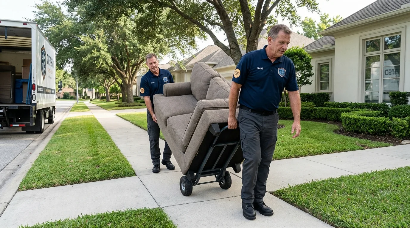 Local residential moving crew loading furniture in Shawneetown, IL