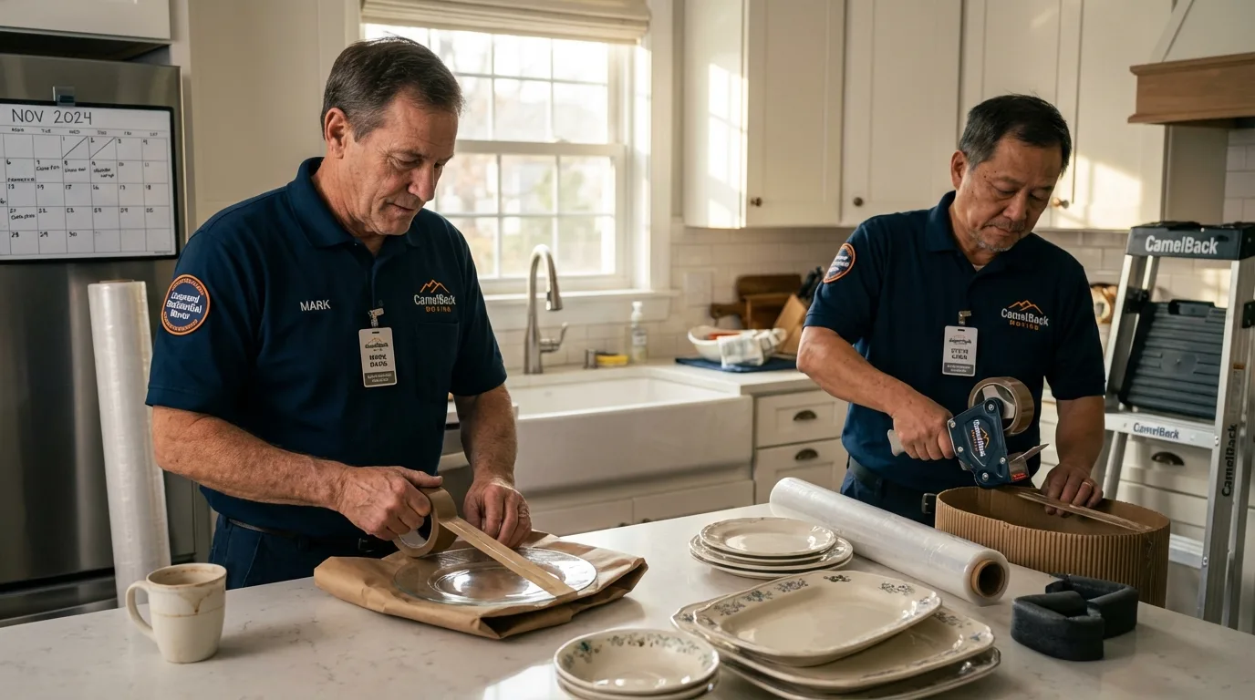 Professional crew packing kitchen dishware in Shawneetown, IL